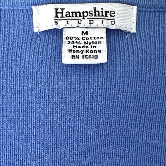 Hampshire Studio Cardigan Sweater Womens Medium Cotton Blend Button Front Blue - Picture 4 of 5